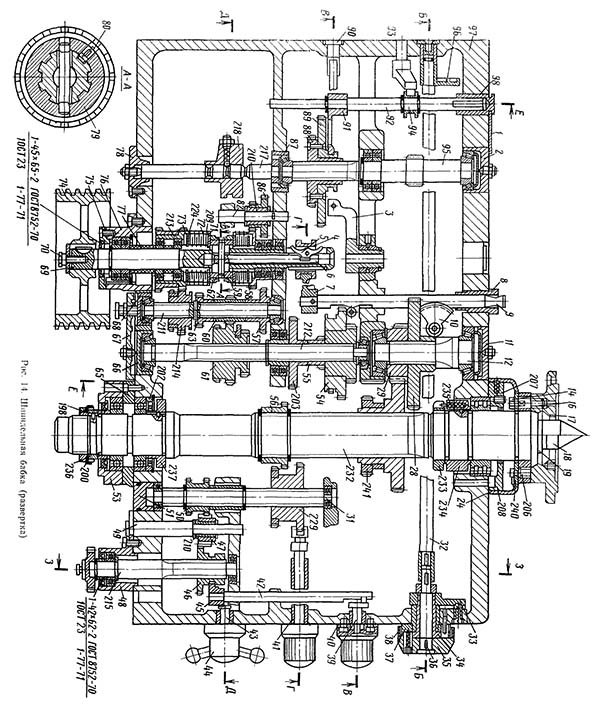 Шпиндельна бабка токарно-гвинторізного верстата 16к20